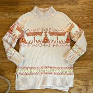 ANTHROPOLOGIE PINK LLAMA SWEATER XS